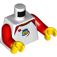 LEGO Minifigure Torso Postal Worker, White Envelope and Zipper Pattern / Red Arms / Yellow Hands